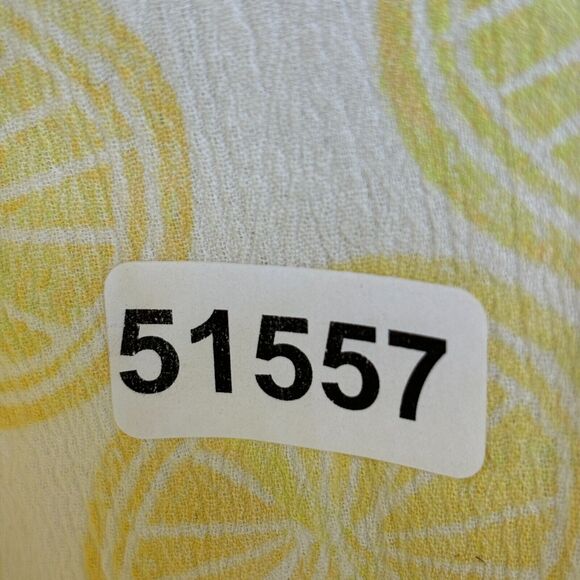 SIGRID OLSEN Top S Lemon Print Crinkle Gauze V-Neck Beaded Sequin Cotton Yellow - Picture 13 of 13